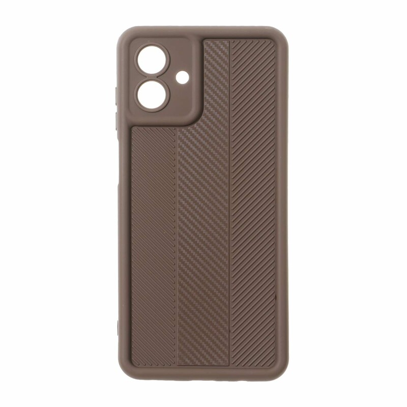 قاب Solid Case طرح کربن هاشور دار Samsung Galaxy A07 - قهوه ای