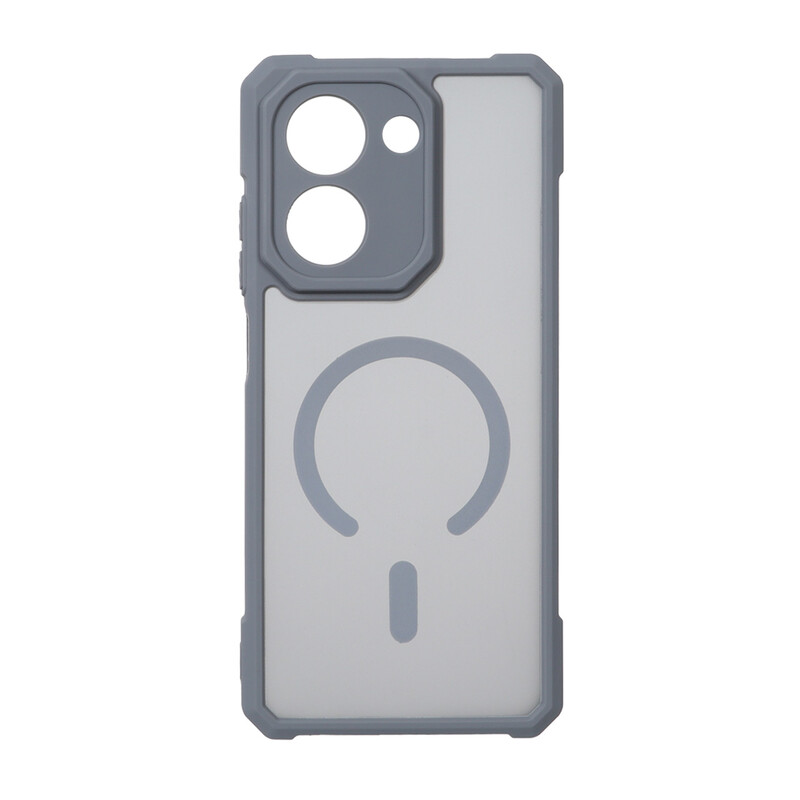 قاب مات طرح مگ سیف ایربگ دار محافظ لنز برجسته Xiaomi Redmi A5 / Poco C71 - خاکستری