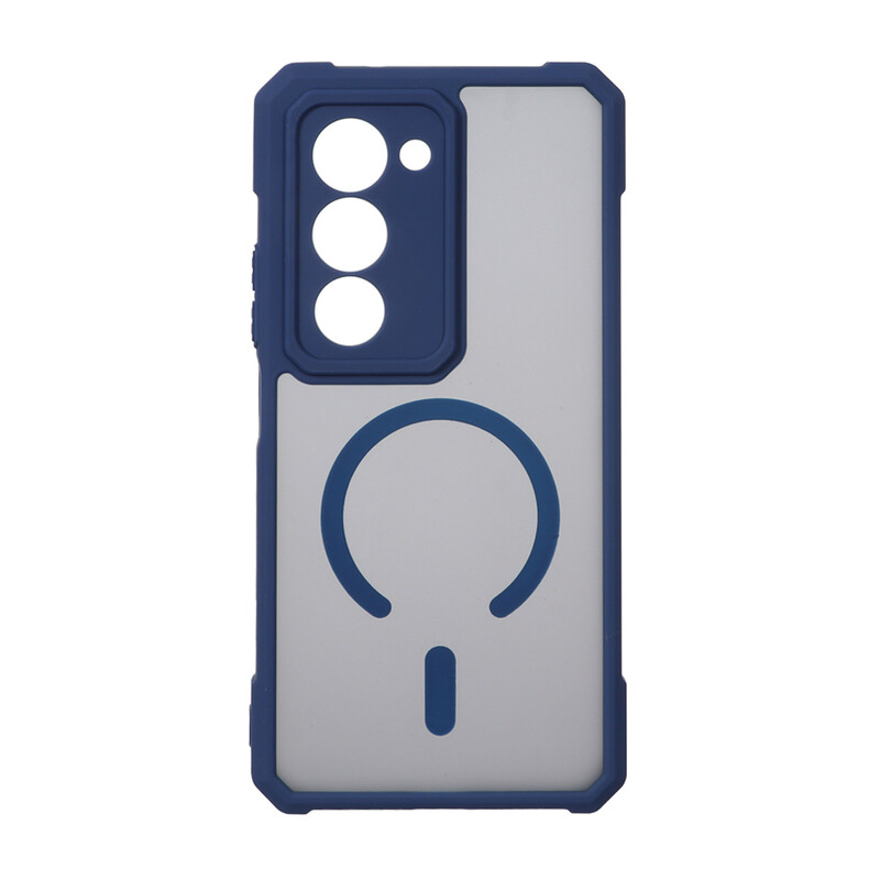 قاب مات طرح مگ سیف ایربگ دار محافظ لنز برجسته Xiaomi Redmi 15 - سرمه ای