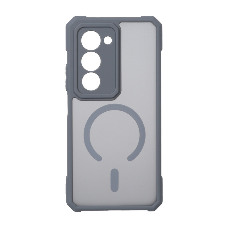 قاب مات طرح مگ سیف ایربگ دار محافظ لنز برجسته Xiaomi Redmi 15 - خاکستری