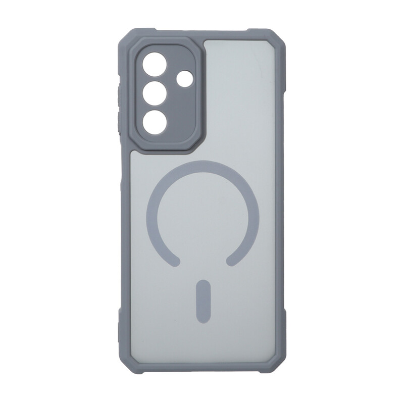 قاب مات طرح مگ سیف ایربگ دار محافظ لنز برجسته Samsung Galaxy A17 - خاکستری