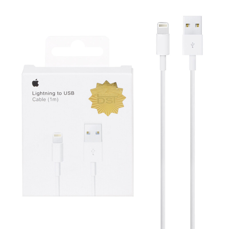 کابل شارژ آیفون 7 پک دار مدل MD818ZM/A A1480 - سفید - DST (گارانتی شش ماهه) - درجه دو