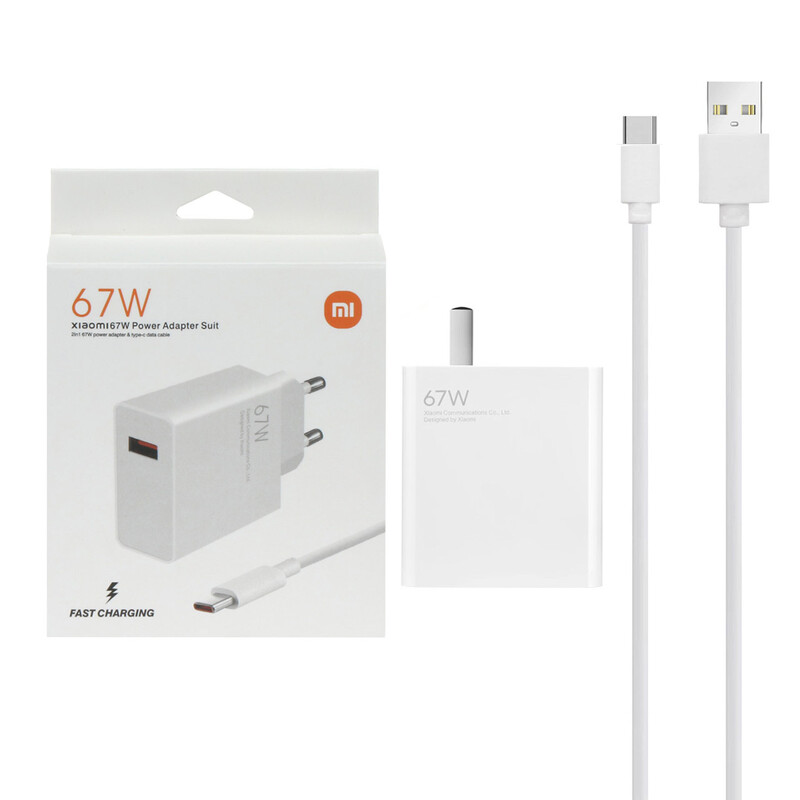 شارژر دیواری 67W فست تک پورت Xiaomi مدل MDY-12-ES به همراه کابل شارژ Type-C - سفید (گارانتی پارتیان پایا) درجه یک