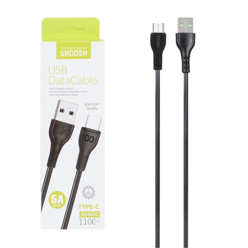 کابل شارژ 1.1 متری فست Shoosh Type-C مدل SH402C - مشکی - SMO