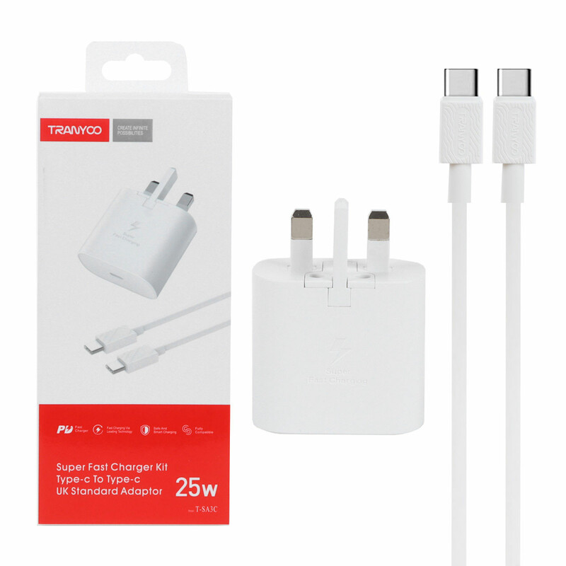 شارژر دیواری 25W فست و PD تک پورت Tranyoo مدل T-SA3C به همراه کابل شارژ Type-C - سفید