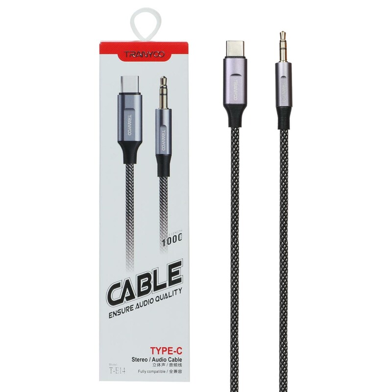 کابل تبدیل TRANYOO AUX TO Type-C مدل T-E14 - مشکی خاکستری