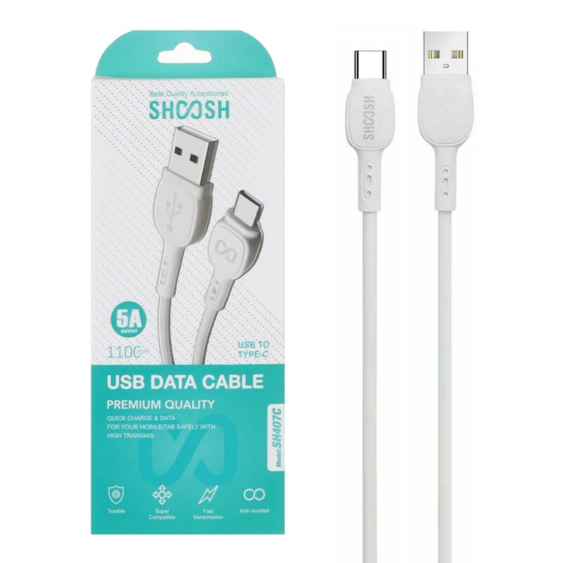 کابل شارژ 1.1 متری فست Shoosh Type-C مدل SH407C - سفید - SMO