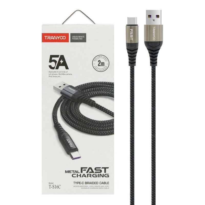 کابل شارژ فست 2 متری TRANYOO Type-C مدل T-S16C - مشکی