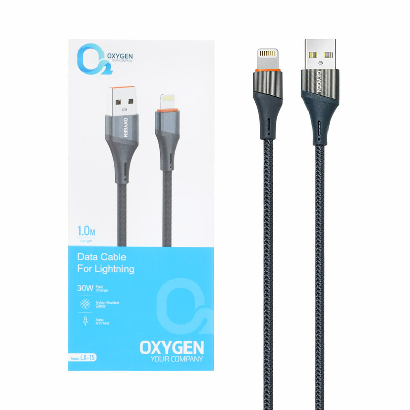 کابل شارژ فست آیفون Oxygen مدل LX-15 - خاکستری