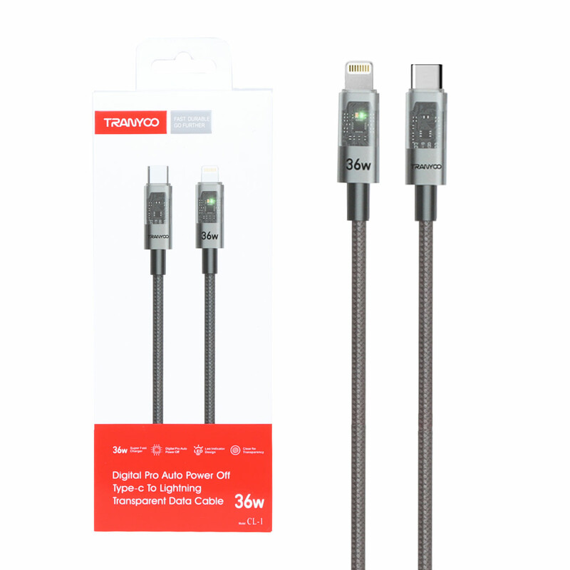 کابل شارژ فست 1.2 متری Tranyoo Type-C to Lightning مدل CL-1 - مشکی