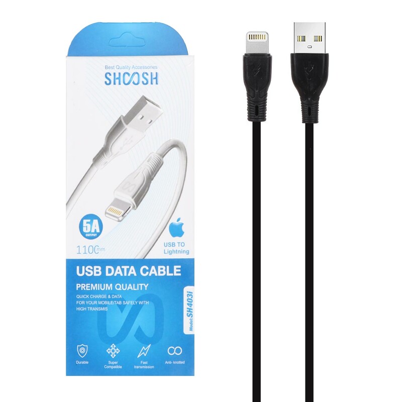 کابل شارژ 1.1 متری فست آیفون Shoosh مدل SH403i - مشکی - SMO