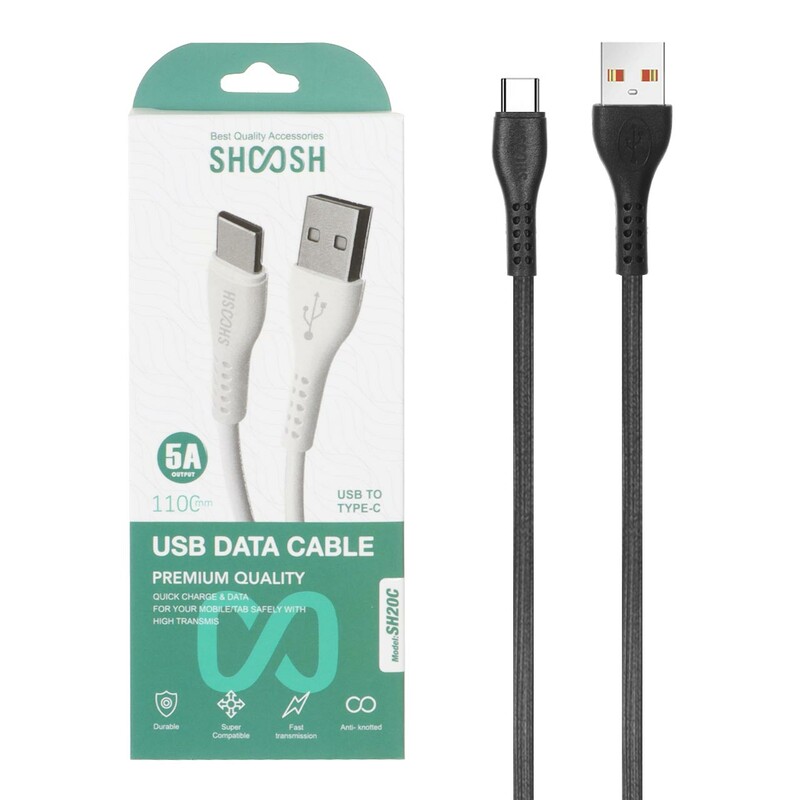 کابل شارژ 1.1 متری فست Shoosh Type-C مدل SH20C - مشکی - SMO