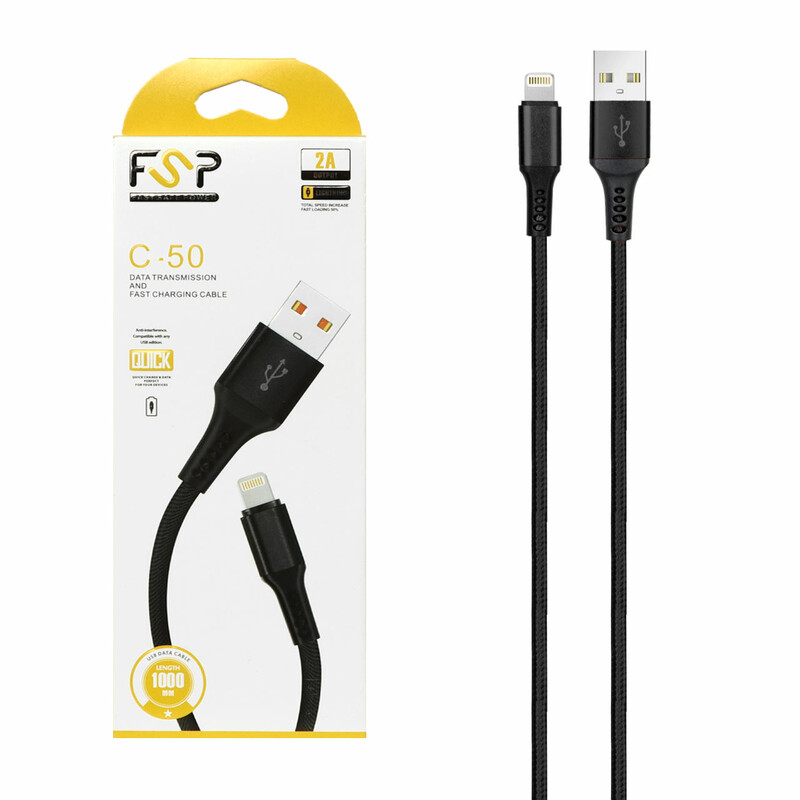 کابل شارژ آیفون FSP مدل C-50 - مشکی (گارانتی ایویز) - BSA