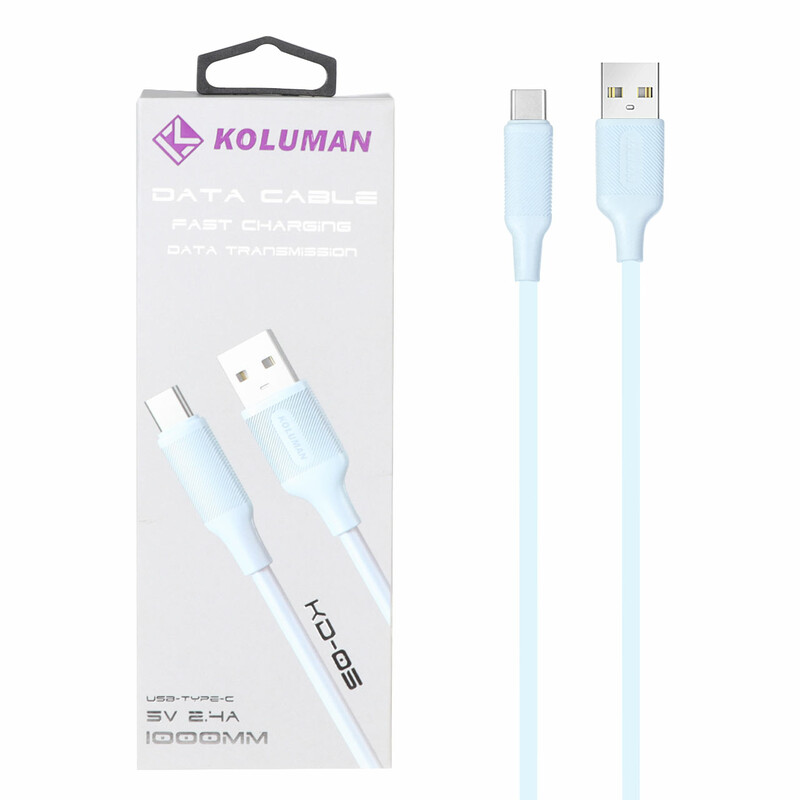 کابل شارژ فست Koluman Type-C مدل KD-05 - آبی (گارانتی یکساله PMC)