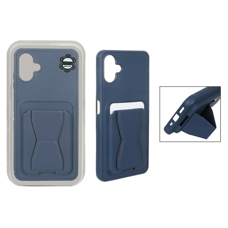 قاب چرمی Magsafe جاکارتی استندشو مگنتی Samsung Galaxy A06 - سرمه ای (پک دار) - MPS