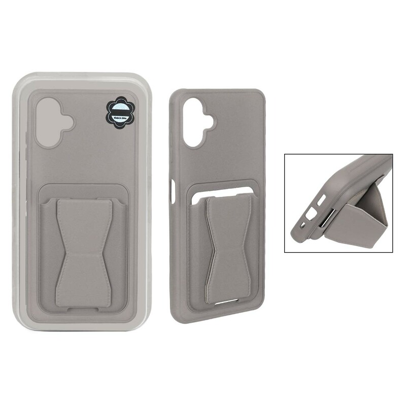 قاب چرمی Magsafe جاکارتی استندشو مگنتی Samsung Galaxy A06 - خاکی (پک دار) - MPS