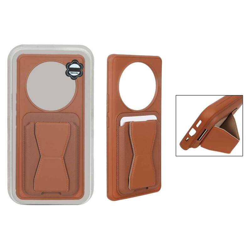 قاب چرمی Magsafe جاکارتی استندشو مگنتی Honor X9c - قهوه ای (پک دار) - MPS