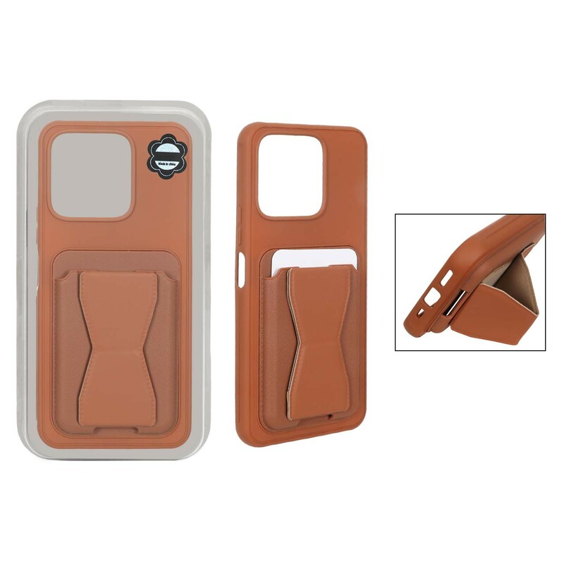 قاب چرمی Magsafe جاکارتی استندشو مگنتی Honor X5b / X5b Plus - قهوه ای (پک دار) - MPS