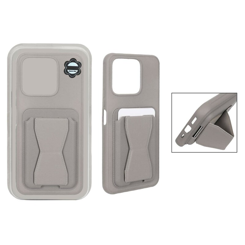 قاب چرمی Magsafe جاکارتی استندشو مگنتی Honor X5b / X5b Plus - خاکی (پک دار) - MPS