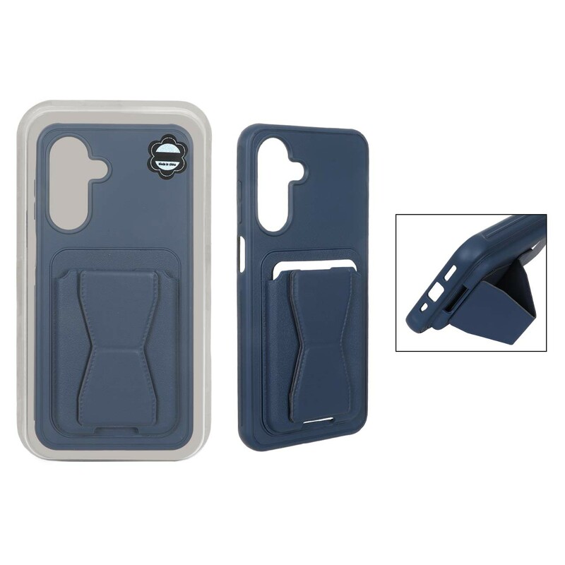 قاب چرمی Magsafe جاکارتی استندشو مگنتی Samsung Galaxy A17 / A26 - سرمه ای (پک دار) - MPS