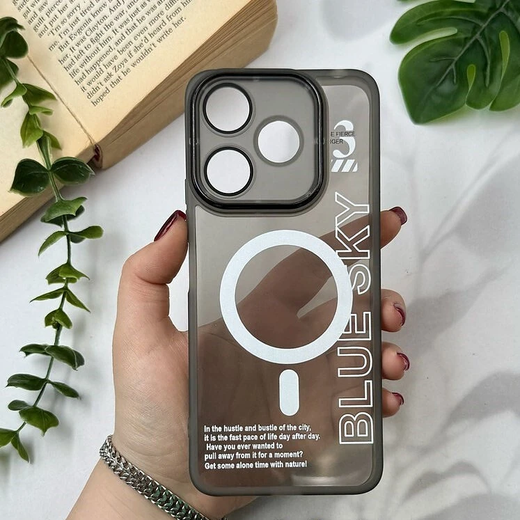 قاب Diamond Space طرح مگ سیف لنز گلس دار Honor 400 Lite - مشکی