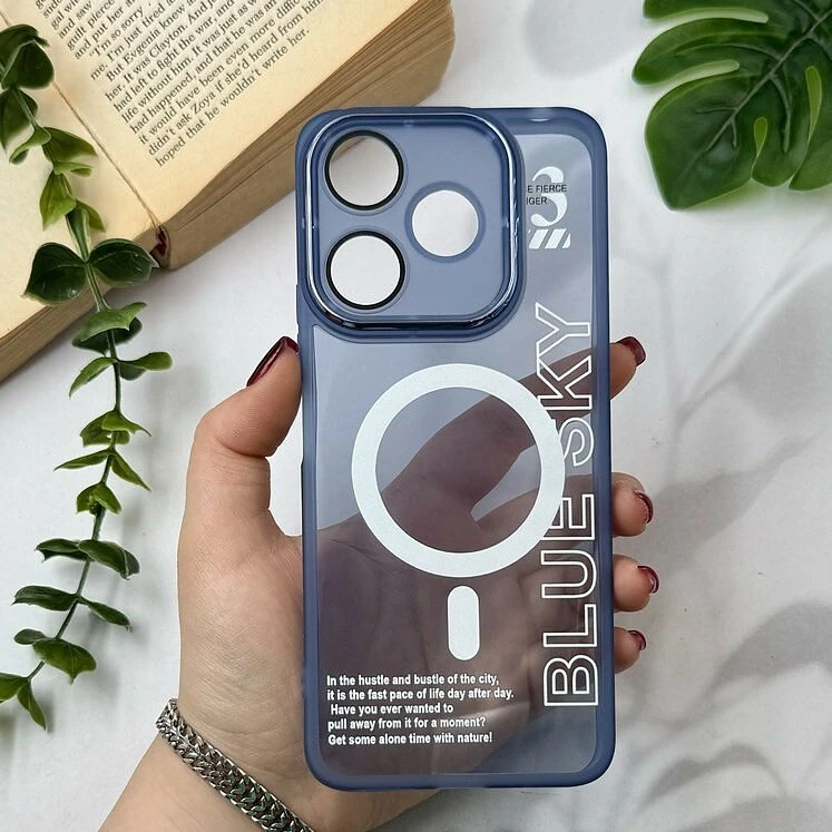 قاب Diamond Space طرح مگ سیف لنز گلس دار Honor 400 Lite - آبی