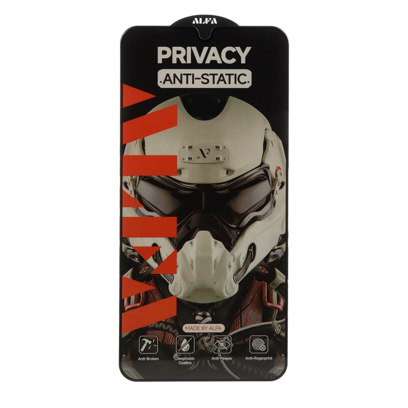 محافظ صفحه نمایش شیشه ای Full Cover ALFA Anti Static Privacy مدل Samsung Galaxy A17 / A16 / A26 (بدون پک)
