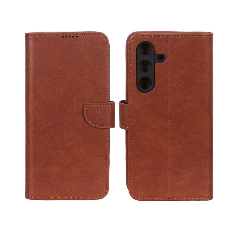 کیف چرمی موبایل مگنتی محافظ لنزدار Samsung Galaxy S25 FE - قهوه ای
