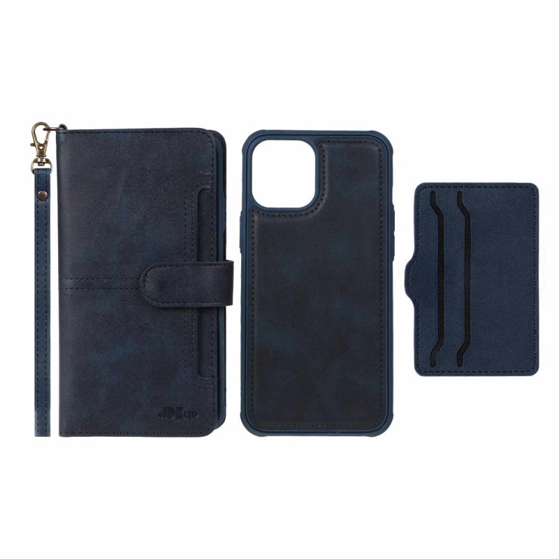 کیف موبایل مگنتی JDK با ست بند و جاکارتی Apple iPhone 12 Pro Max - سرمه ای تیره (پک دار)