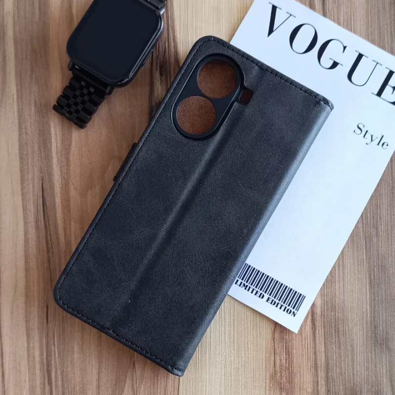 کیف چرمی موبایل مگنتی محافظ لنز دار مناسب Xiaomi X7 Pro - مشکی