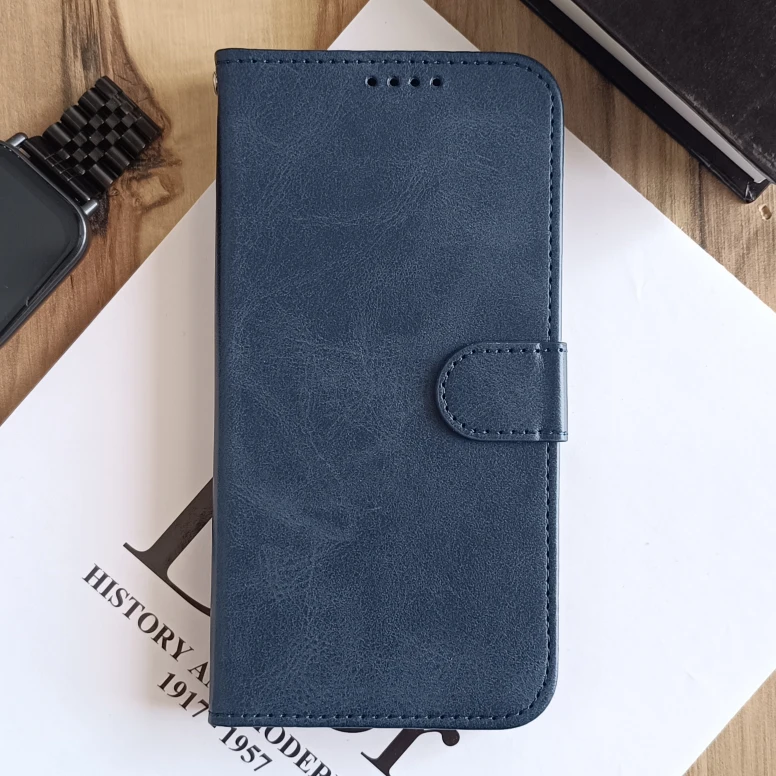 کیف چرمی موبایل مگنتی محافظ لنز دار  Samsung Galaxy A26/ A17 - سرمه ای