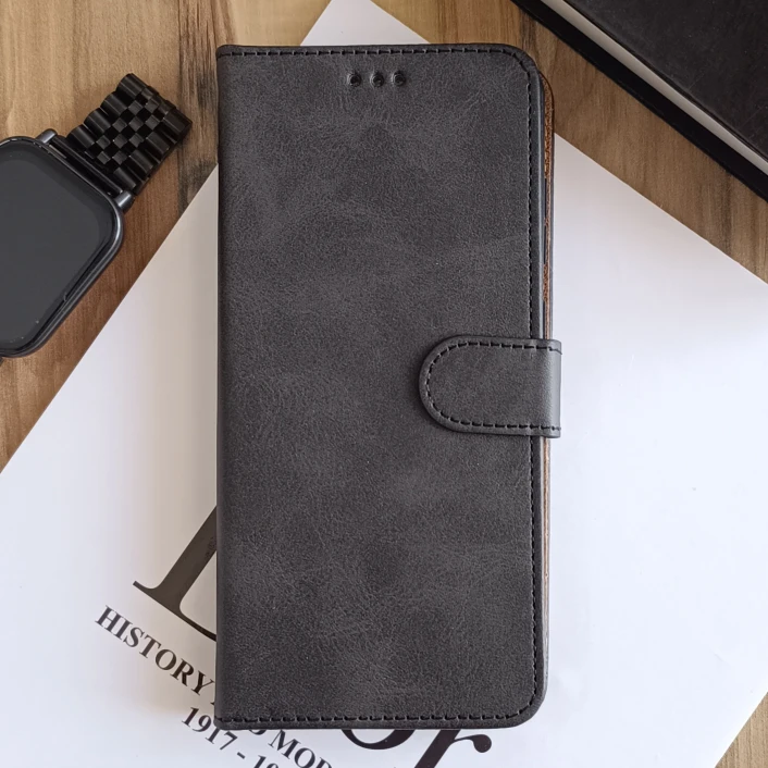 کیف چرمی موبایل مگنتی محافظ لنز دار  Samsung Galaxy S25 FE - مشکی