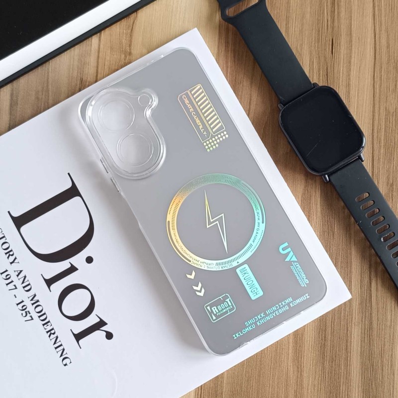 قاب SO COOL طرح مگ سیف هولوگرامی RT محافظ لنز شفاف Xiaomi Redmi A5 / Poco C71 - سفید