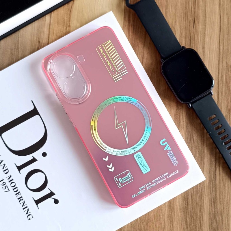 قاب SO COOL طرح مگ سیف هولوگرامی RT محافظ لنز شفاف Xiaomi Poco X7 Pro - صورتی