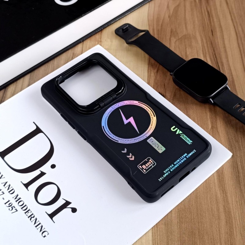 قاب Case Pro لنز استند شو طرح Magsafe مناسبXiaomi Redmi Note 14 Pro Plus 5G / Redmi Note 14 Pro 5G / Poco X7 - مشکی