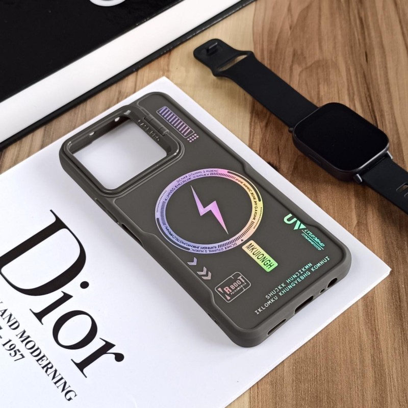 قاب Case Pro لنز استند شو طرح Magsafe مناسب Honor X6B - خاکستری