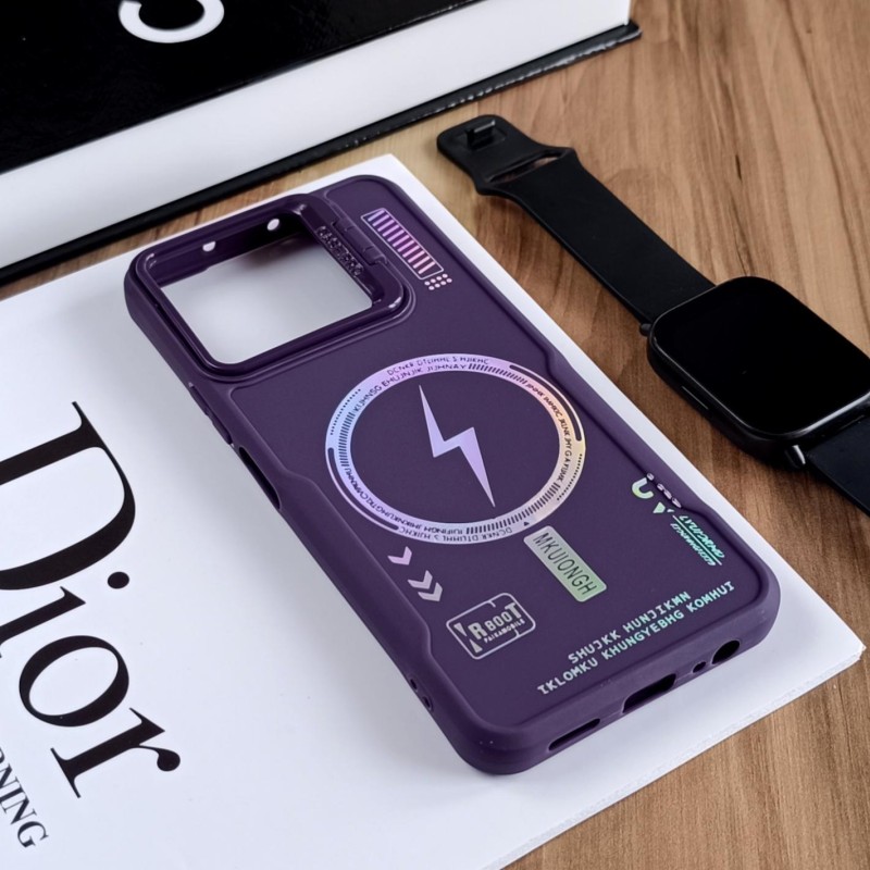 قاب Case Pro لنز استند شو طرح Magsafe مناسب Honor X6B - بنفش