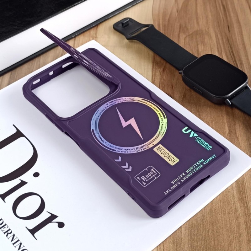 قاب Case Pro لنز استند شو طرح Magsafe مناسب Xiaomi Redmi Note 14s / Note 13 Pro 4G / M6 Pro 4G  - بنفش