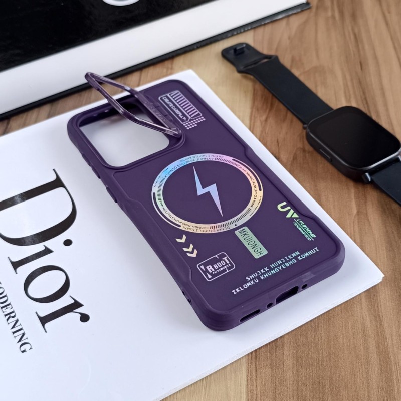 قاب Case Pro لنز استند شو طرح Magsafe مناسب Samsung Galaxy A55  - بنفش