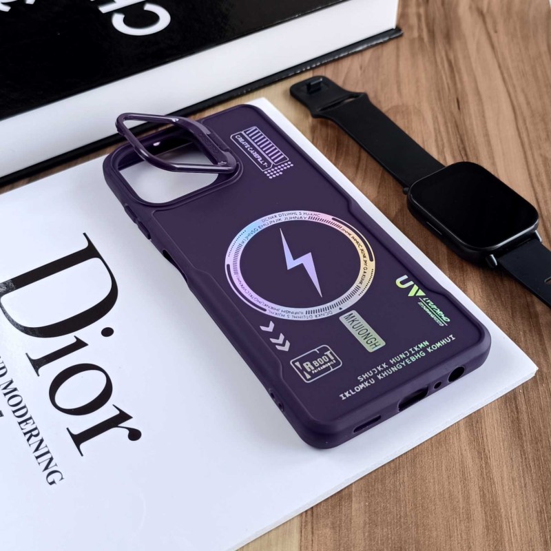 قاب Case Pro لنز استند شو طرح Magsafe مناسب Samsung Galaxy A12  - بنفش