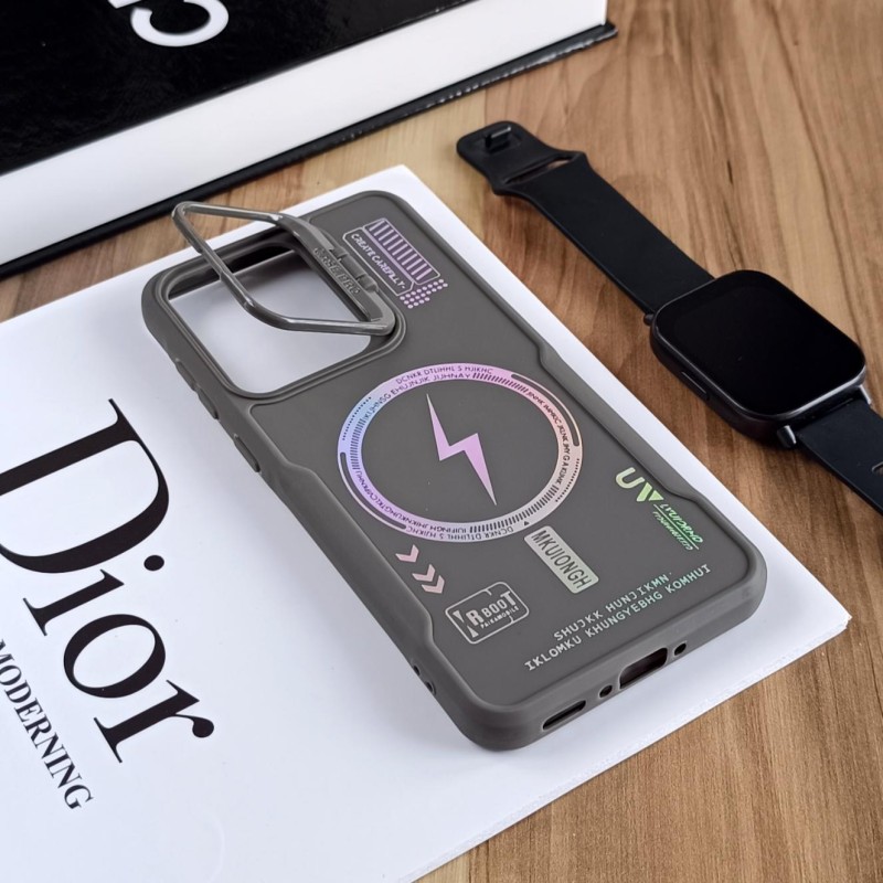 قاب Case Pro لنز استند شو طرح Magsafe مناسب Xiaomi Redmi Note 10 Pro 4G  - خاکستری