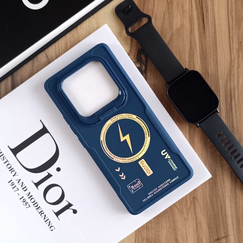 قاب Case Pro لنز استند شو طرح Magsafe مناسبXiaomi Redmi Note 14 Pro Plus 5G / Redmi Note 14 Pro 5G / Poco X7 - سرمه ای