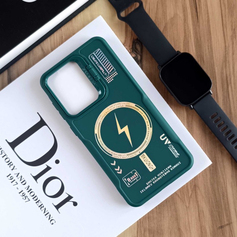 قاب Case Pro لنز استند شو طرح Magsafe مناسب Samsung Galaxy A55  - سبز