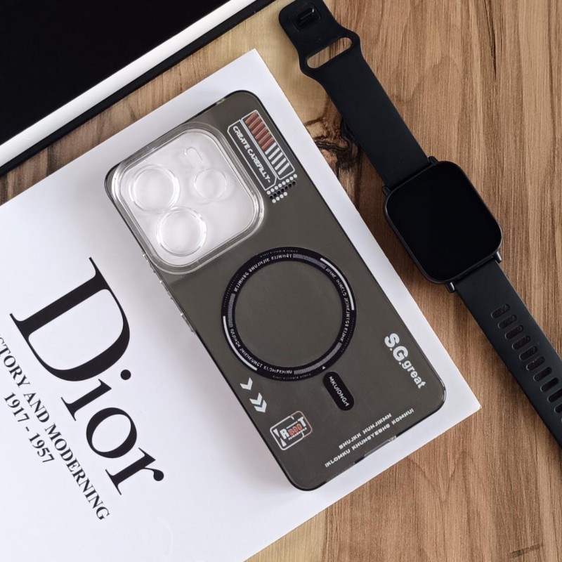 قاب SO COOL طرح مگ سیف هولوگرامی UV محافظ لنز شفاف مناسب Xiaomi Note 14 4G - مشکی