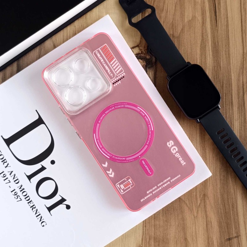 قاب SO COOL طرح مگ سیف هولوگرامی UV محافظ لنز شفاف مناسب Xiaomi Note 13 4G - صورتی