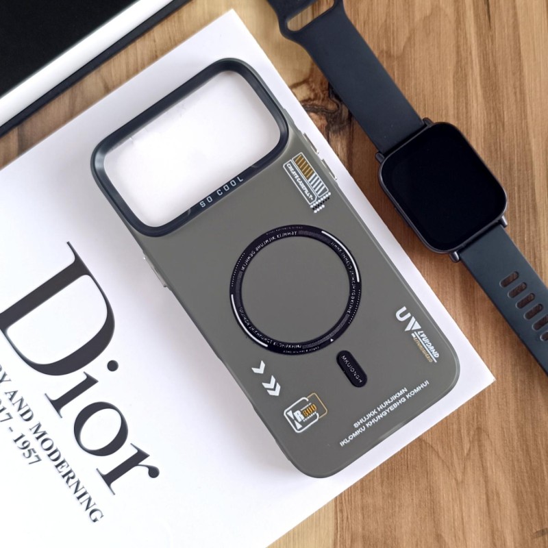 قاب SO COOL طرح مگ سیف هولوگرامی UV محافظ لنز شفاف مناسب Apple Iphone 17 Pro Max - مشکی