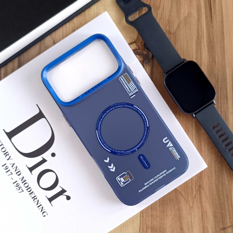 قاب SO COOL طرح مگ سیف هولوگرامی UV محافظ لنز شفاف مناسب Apple Iphone 17 Pro Max - آبی