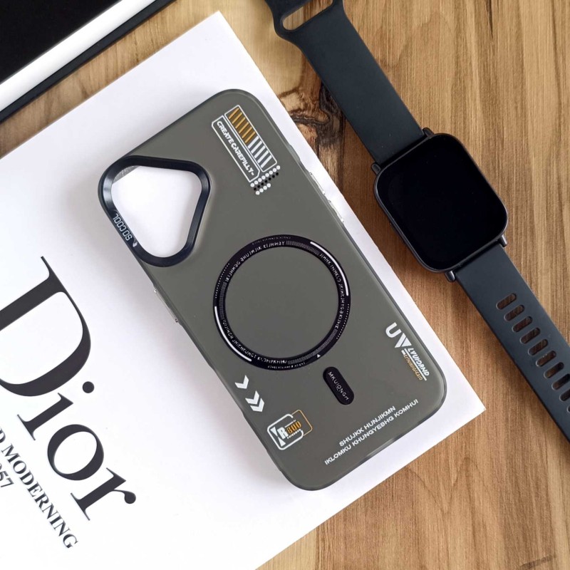 قاب SO COOL طرح مگ سیف هولوگرامی UV محافظ لنز شفاف مناسب Apple Iphone 16 - مشکی