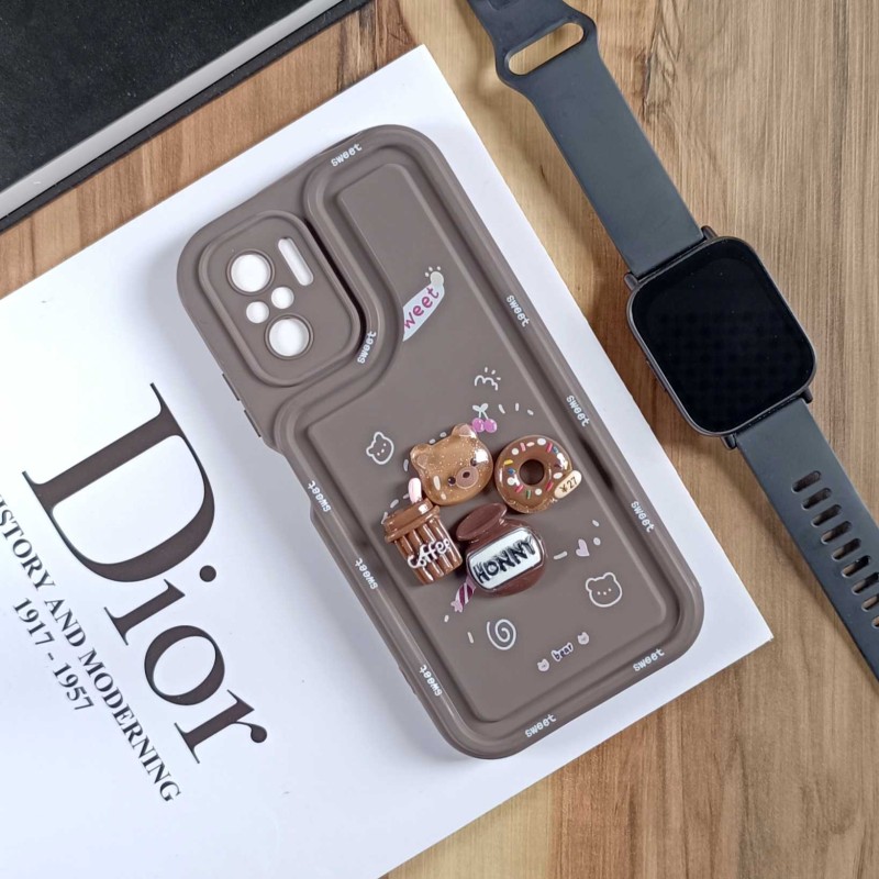 قاب عروسکی سه بعدی مناسب شیائومی Redmi Note 10 4G - قهوه ای