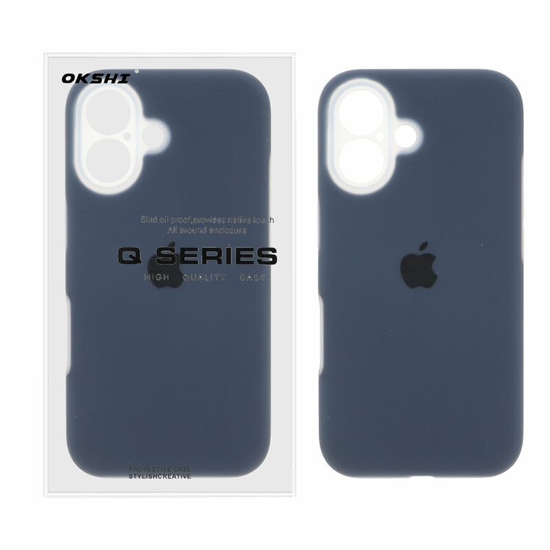 قاب Q Series سیلیکونی پاستیلی Apple iPhone 16 - سرمه ای (پک دار)